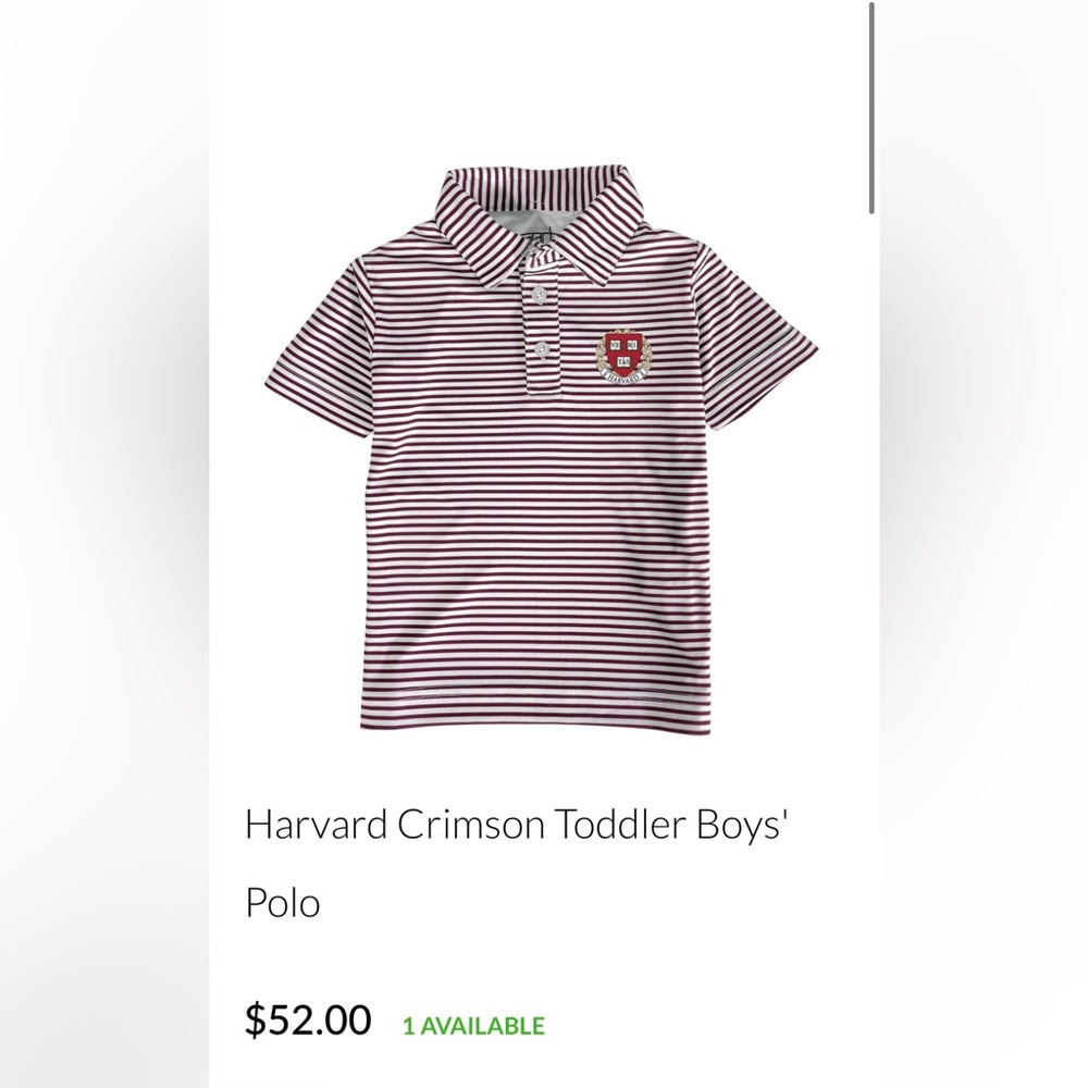 NWTs Garb Toddler Boys Harvard Crimson Striped Polo
